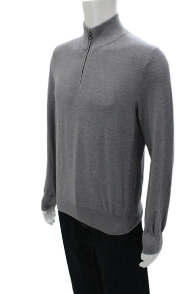 Brooks Brothers Mens Gray 100% Merino Wool Mock Neck Pullover Sweater Size M