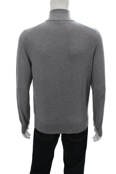 Brooks Brothers Mens Gray 100% Merino Wool Mock Neck Pullover Sweater Size M