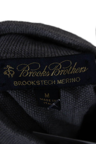 Brooks Brothers Mens Gray 100% Merino Wool Mock Neck Pullover Sweater Size M
