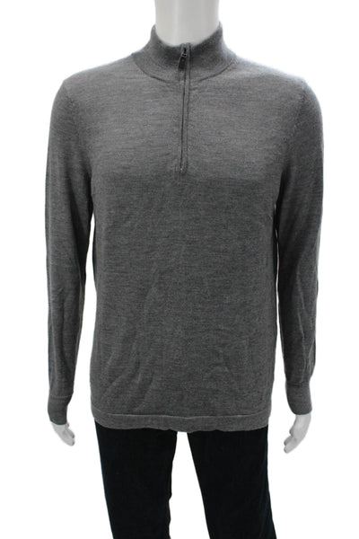 Joseph Abboud Mens Pullover Sweater Gray Merino Wool Mock Neck Size M