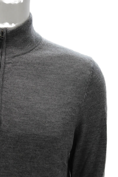 Joseph Abboud Mens Pullover Sweater Gray Merino Wool Mock Neck Size M