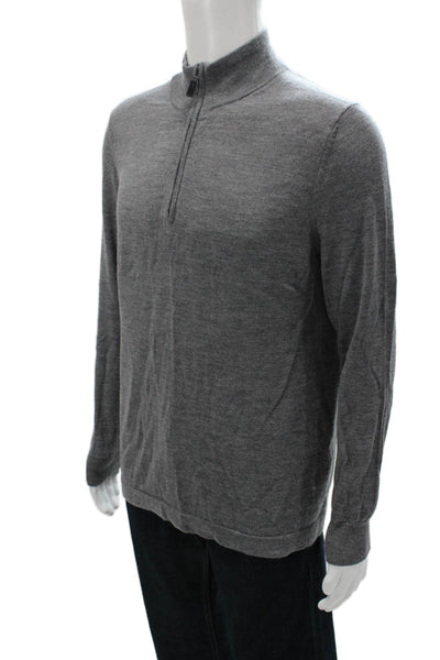 Joseph Abboud Mens Pullover Sweater Gray Merino Wool Mock Neck Size M