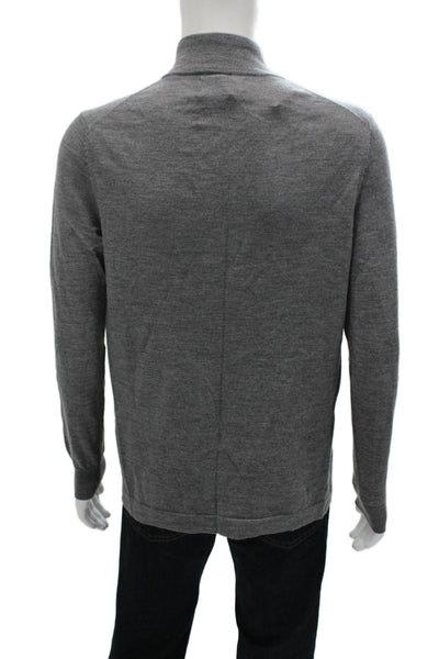 Joseph Abboud Mens Pullover Sweater Gray Merino Wool Mock Neck Size M