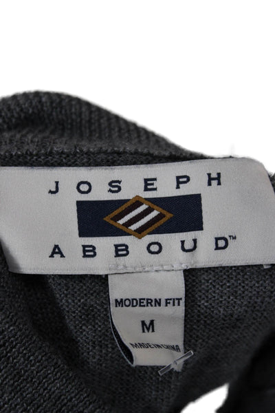 Joseph Abboud Mens Pullover Sweater Gray Merino Wool Mock Neck Size M