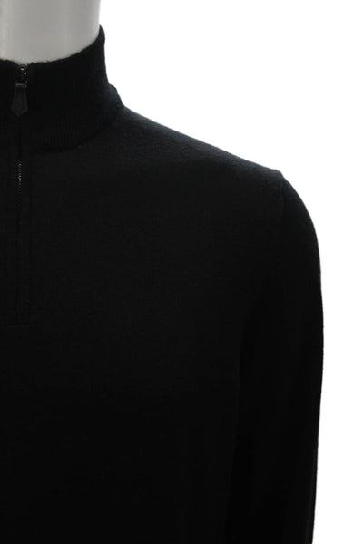 Black Brown 1826 Mens Black Italian Merino Wool Mock Neck Pullover Size M