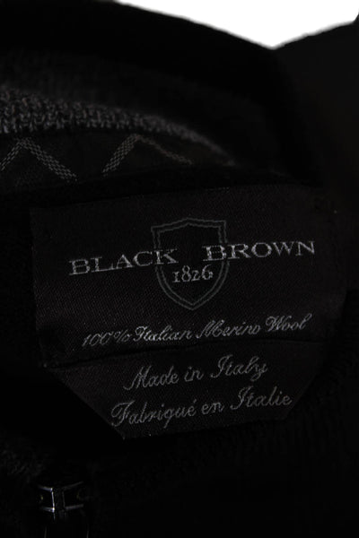 Black Brown 1826 Mens Black Italian Merino Wool Mock Neck Pullover Size M