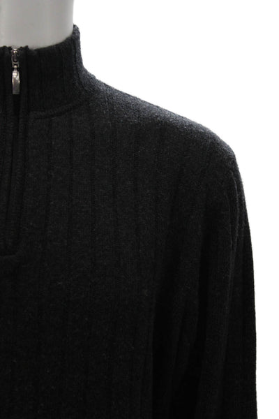 Hathaway Mens Pullover Sweater Gray Mock Neck 100% Geelong Lambs Wool Size M