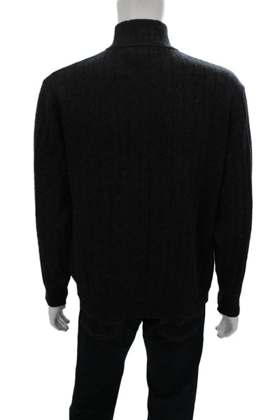 Hathaway Mens Pullover Sweater Gray Mock Neck 100% Geelong Lambs Wool Size M