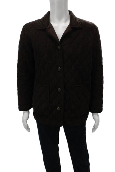 Lauren Ralph Lauren Women Quilted Brown Button Jacket Size L
