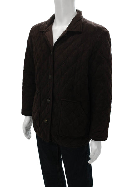 Lauren Ralph Lauren Women Quilted Brown Button Jacket Size L