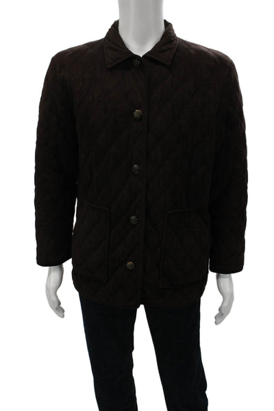 Lauren Ralph Lauren Women Quilted Brown Button Jacket Size L