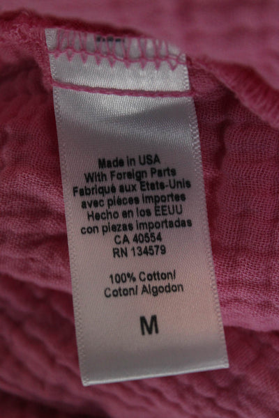 Sundry Women Basic Cotton Square Neck Sleeveless Tank Solid Pink Size M