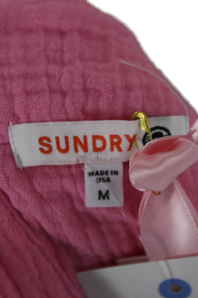 Sundry Women Basic Cotton Square Neck Sleeveless Tank Solid Pink Size M