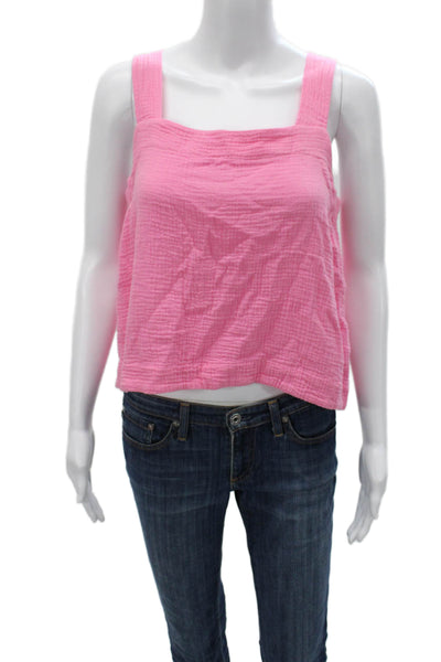 Sundry Womens Basic Tank Pink Cotton Square Neck Sleeveless Pullover Size 0