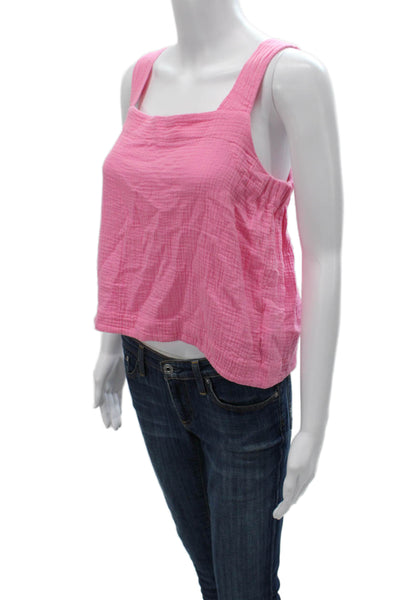 Sundry Womens Basic Tank Pink Cotton Square Neck Sleeveless Pullover Size 0