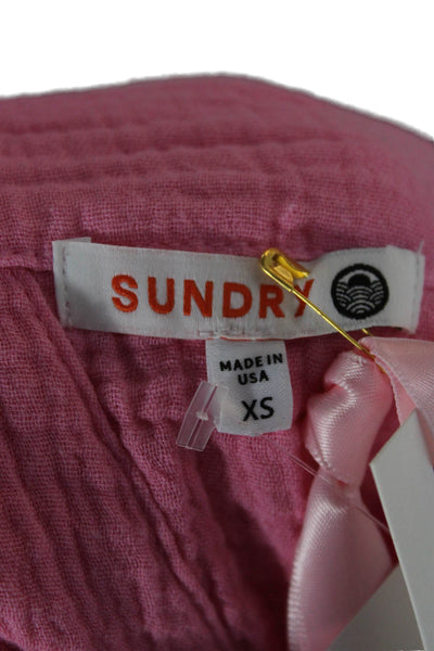 Sundry Womens Basic Tank Pink Cotton Square Neck Sleeveless Pullover Size 0
