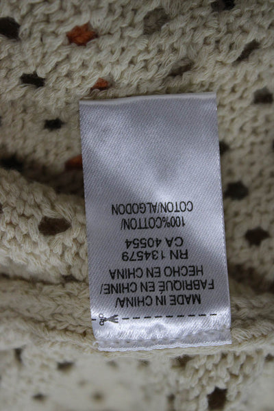 Sundry Women Sweater Vest Beige Cotton Crewneck Geometric Sleeveless Size M