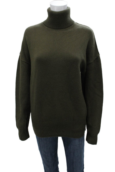 Laurence Bras Women Turtleneck Lambswool Pullover Green Long Sleeve Size 38