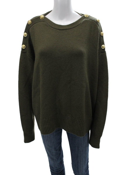 Laurence Bras Women Lambswool Pullover Green Round Neck Long Sleeve Size S