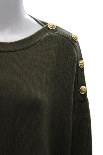 Laurence Bras Women Lambswool Pullover Green Round Neck Long Sleeve Size S