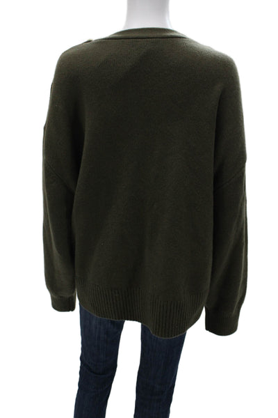 Laurence Bras Women Lambswool Pullover Green Round Neck Long Sleeve Size S