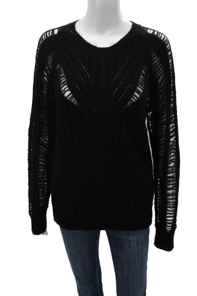 IRO Womens Pullover Crew Neck Wool Blend Black Long Sleeve Size S