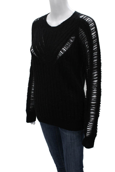 IRO Womens Pullover Crew Neck Wool Blend Black Long Sleeve Size S
