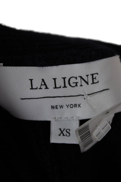 La Ligne Womens Merino Wool Argyle V Neck Cardigan Blue Size XS