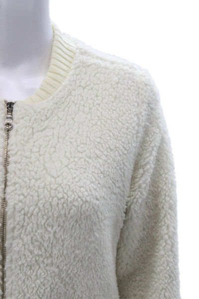 Michael Lauren Women Bomber Jacket Ivory Zip Long Sleeve Size S