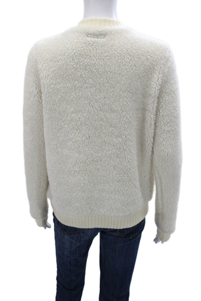 Michael Lauren Women Bomber Jacket Ivory Zip Long Sleeve Size S