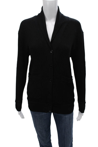 Stateside Womens Black Supima Cotton Collared Cardigan Size S