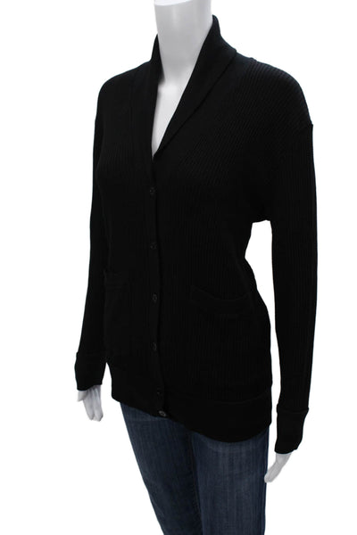 Stateside Womens Black Supima Cotton Collared Cardigan Size S