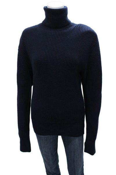 Laurence Bras Womens Pullover Turtleneck Lambswool Blue Long Sleeve Size S