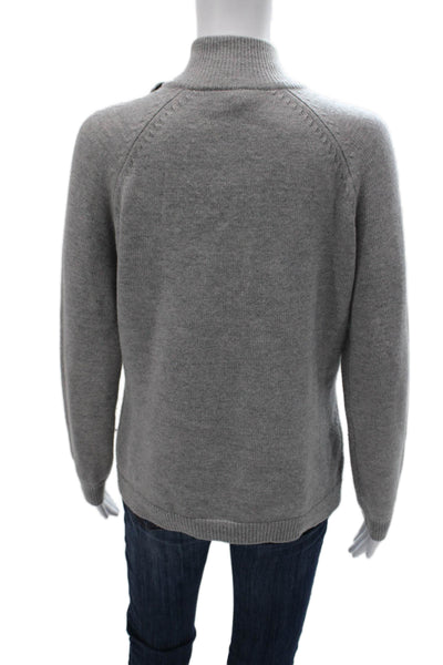 J. Mclaughlin Womens Merino Wool Gray High Neck Long Sleeve Cardigan Size M