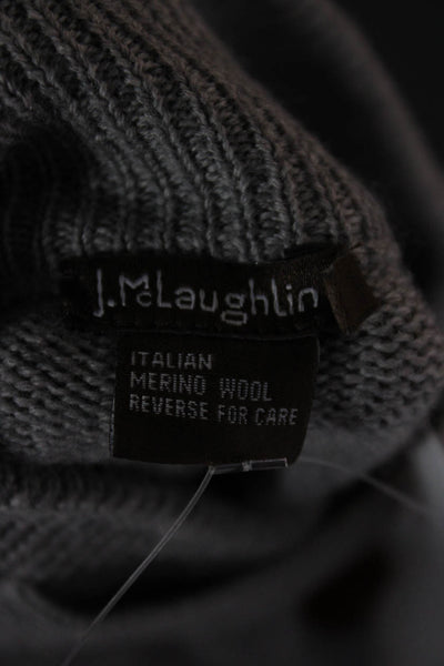 J. Mclaughlin Womens Merino Wool Gray High Neck Long Sleeve Cardigan Size M