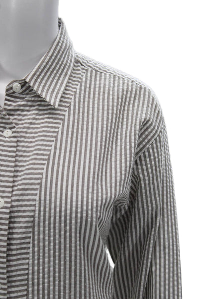 Kimberly Taylor Women Striped Collared Button-Up Brown Long Sleeve Size S