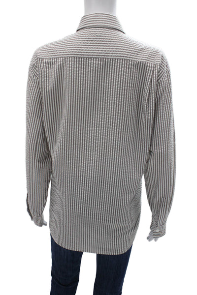 Kimberly Taylor Women Striped Collared Button-Up Brown Long Sleeve Size S