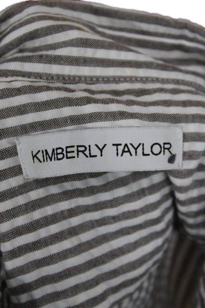 Kimberly Taylor Women Striped Collared Button-Up Brown Long Sleeve Size S