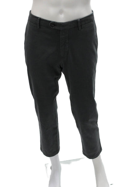 Sartorio Napoli Mens Cropped Gray Cotton Pants Button Solid Size 34