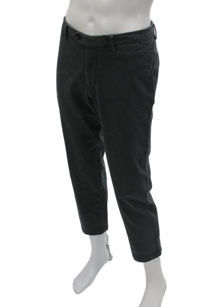 Sartorio Napoli Mens Cropped Gray Cotton Pants Button Solid Size 34