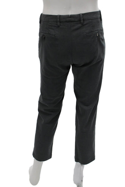 Sartorio Napoli Mens Cropped Gray Cotton Pants Button Solid Size 34