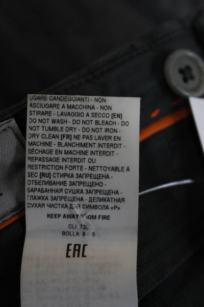 Sartorio Napoli Mens Cropped Gray Cotton Pants Button Solid Size 34