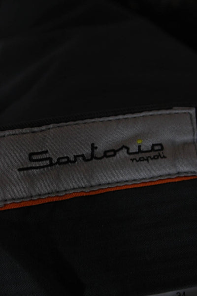 Sartorio Napoli Mens Cropped Gray Cotton Pants Button Solid Size 34