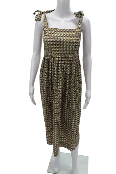 Tory Burch Womens Multicolor Sundress Square Neck Sleeveless Mid-Calf Size XS