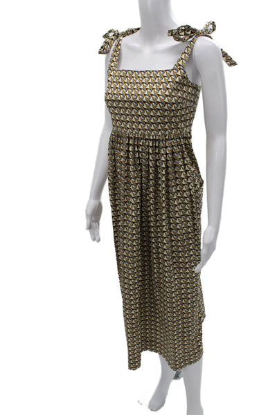 Tory Burch Womens Multicolor Sundress Square Neck Sleeveless Mid-Calf Size XS