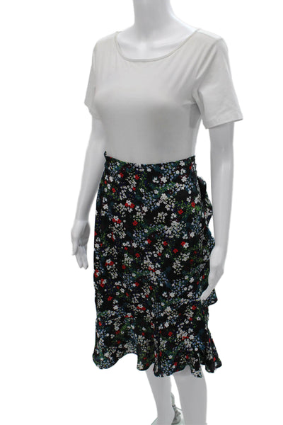 Rebecca Minkoff Women Black Floral Wrap Skirt Size M