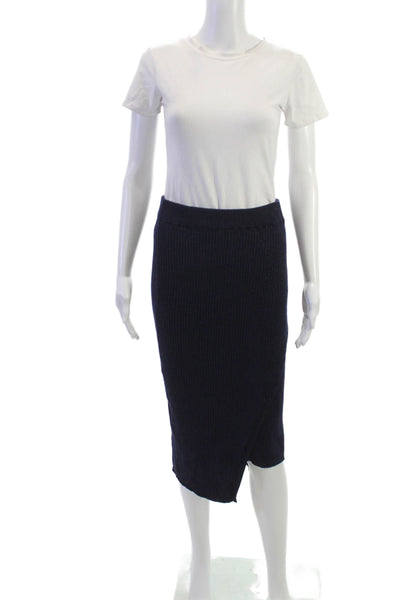 Aqua Womens Ribbed Turtleneck Sweater Skirt Set Blue Size Extra Small/Small
