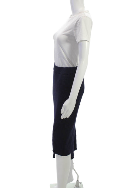Aqua Womens Ribbed Turtleneck Sweater Skirt Set Blue Size Extra Small/Small