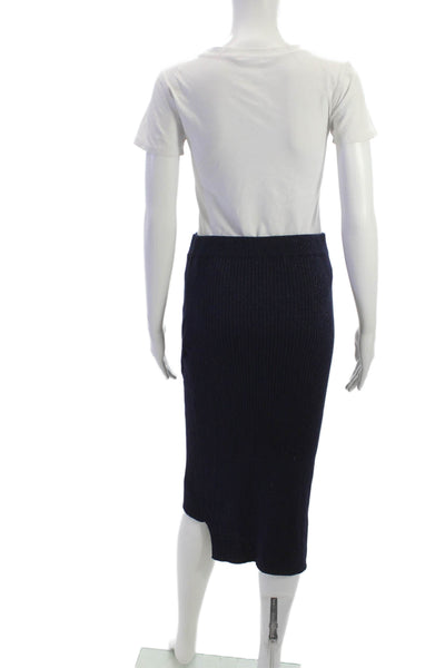 Aqua Womens Ribbed Turtleneck Sweater Skirt Set Blue Size Extra Small/Small