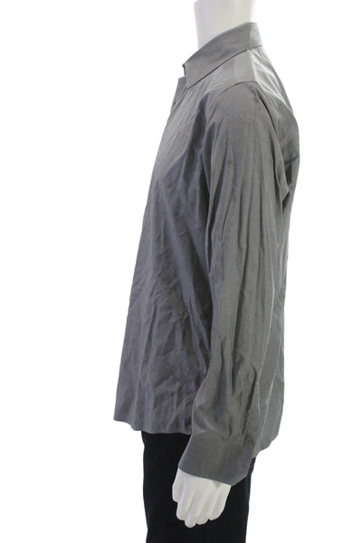 Banana Republic Mens Gray Button-Up Dress Shirt Long Sleeve Cotton Blend Size M